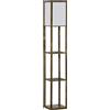 Lampada Da Terra Con 3 Mensole Integrate, Attacco E27 Potenza 40w, 26x26x160cm, Colore Legno