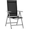 Sedia Da Giardino Pieghevole In Alluminio E Texteline Schienale Regolabile A 7 Livelli, Nero 65x55x85-105cm