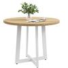 Tavolo Da Pranzo Rotondo Moderno Per 4 Persone, Ø100x75cm, Legno Naturale E Bianco