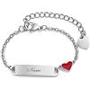 Vnox Bracciale Bambina Personalizzato Nome Acciaio 316L Cuore Regalo | Bracciale Con Targhetta Incisa E Cuore, Regolabile 16-21 Cm, Idea Regalo Per Figlia Ragazza A Compleanno Comunione