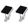 AMBEDORA Esclusivi gemelli da uomo Black Tinos in argento sterling 925 con onice nera, rettangolari, eleganti, per matrimoni e affari