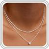 Meteorstarry Collana in argento 925 da donna, 2 pezzi, a righe, in argento 925, con ciondolo a forma di cubico, impermeabile, per donne e ragazze, 38/45 cm