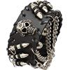 CULER Il Braccialetto di Cuoio di Scheletro Unisex Punk Gothic Rock Pallottola degli Accessori con La Catena per Gli Uomini delle Donne
