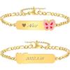 Vnox Bracciale Bambini Personalizzato Nome Battesimo Oro 18K | Bracciale bambini personalizzabile con nome o data, acciaio inox per uso quotidiano, lunghezza regolabile 12-17 cm