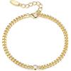 PHNIBIRD Bracciale da Donna in Oro a Catena Cubana con Zirconi Cubici di Regolabile Bracciale per Regalo di Compleanno