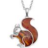 Kiara Jewellery Collana con ciondolo a forma di scoiattolo intarsiato con conchiglia di abalone di Paua rosso brunastro su catena da 45,7 cm, 18, Ottone, abalone