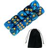 JUKOTA 10 PCS Dadi,16mm D6 Dado Acrilici,Dadi Blu-Nero con Borsa di Stoffa,per Giochi da Tavolo,Ruolo,Tavolo,Lezioni di Matematica