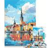 JIANGENNF Puzzle da 1000 pezzi per adulti Tallinn Estonia gioco rompicapo divertente antistress per rafforzare l'amore tra le coppie 38x52cm