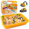 Fantspati Kit di gioco di sabbia magica per bambini sabbiera | con veicoli da costruzione e segnali stradali, regalo di giocattoli sensoriali per bambini dai 3 agli 8 anni