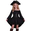 Generisch Costume da pirata per bambini, corsetto per carnevale, abito medievale | Costume da pirata da ragazza, 2 pezzi, spalle scoperte, con cintura, per Halloween, cosplay, carnevale, 4-14 anni