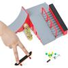 Gr8Ware Rampa per Skateboard per Dita,Mini Skateboard da Dita con Accessori | Set Puntelli per Allenamento per le Dita Mini Skate Track Park Giocattolo Regalo per Bambini per Adolescenti Studenti Festa