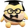 Generic Simpatico uovo di peluche con cappello da dottore, occhiali, morbido peluche per studenti, università, scuole superiori, scuole superiori (Black1, 15 cm)