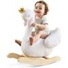 Labebe Cavallo Dondolo Legno, Peluche Bambini di Cigno Bianco per 6-36 Mesi, Sedia Dondolo Neonati/Giochi Cavalcabili