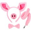 MAOSHYMS Set Accessori Costume Maiale Rosa con Fascia Orecchie, Naso, Coda, Papillon | Accessori Costume per Adulto Halloween Carnevale Pasqua Cosplay Animale Festa
