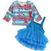 Qianderer Costume da Chucky per bambina con stampa insanguinata e gonna con bretelle | Halloween Horror Movie Cosplay Costume Manica Lunga T-shirt Tutu Gonna Set 2 Pezzi Abiti di Halloween