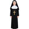 Kwatieh Vestito Costume da Suora con Copricapo e Colletto Bianco per Bambina Taglia 6-11 anni, Nero K1009