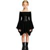 Generisch Costume da pirata per bambini, corsetto per carnevale, abito medievale | Costume da pirata da ragazza, 2 pezzi, spalle scoperte, con cintura, per Halloween, cosplay, carnevale, 4-14 anni