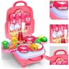 TLHWIN Finta Pentole da Cucina in Plastica Gioca Giocattolo Set Zaino Portatile per Bambini Finta Giocattolo da Taglio Cibo Frutta Verdura Accessori da Cucina Playset per Ragazzi Ragazze Regalo