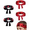 JAUBCN 4 Pezzi Fasce Ninja (2 Nere + 2 Rosse), Fascia per Capelli Ninja, Morbida e Regolabile per Costumi Eroi, Roleplay e Festa Compleanno Bambino
