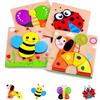 Cryptadg 4 Pezzi Puzzle in Legno Bambini 1 2 anni e 3, Giochi Montessori | Abilità Motorie Complesse e Problem Solving, Educativo Animali Pattern Puzzle per Regali Compleanno Pasqua Halloween Natale