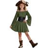 Generisch Costume da pirata per bambini, corsetto per carnevale, abito medievale | Costume da pirata da ragazza, 2 pezzi, spalle scoperte, con cintura, per Halloween, cosplay, carnevale, 4-14 anni