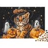 Y9E3J7P6 Dolce Tigre Halloween Zucca Scena Notturna Puzzle 1000 Pezzi Carta Puzzle per Adulti Puzzle per Famiglia Relax Concentrato Decorazione Regalo 38x26cm/1000pcs