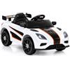 Baroni Toys Macchina Elettrica per Bambini 6V con Telecomando, Auto Elettrica 3-5 km/h, Sedile in Ecopelle, Luci LED, Musica, Porte Apribili, Volante e Clacson, Carico Max 25 kg, Bianco