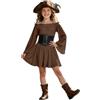 Generisch Costume da pirata per bambini, corsetto per carnevale, abito medievale | Costume da pirata da ragazza, 2 pezzi, spalle scoperte, con cintura, per Halloween, cosplay, carnevale, 4-14 anni
