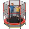 ORTOSUD Trampolino Elastico per Bambini, Diametro 140cm, Portata 550 kg,con Rete di Sicurezza, porta con Cerniera e Rete da Pavimento, Telaio in Acciaio, per Interni, Esterni, Giardino Verde
