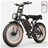EGGKING Bicicletta Elettrica 20 x 4 Fat Tire, Autonomia 60-80 Km, Doppia Sospensione e 7 Velocità, E-Bike per Adulti, Batteria Rimovibile 48V 17.5 Ah, Display e Controllo APP