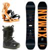XCMAN Pacchetto Completo da Snowboard da Uomo Ember Nocturne Premium + Attacchi 360 seco Pro + Scarponi MOZ Dual-Dial, All Terrain per Principianti