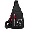 FuYelng 29 x 18 x 5 cm Borsello Sportiva Per Bambini Unisex Regolabile | Nero Marsupio Uomo Tracolla Durevole Piccolo Borsa Tracolla Marsupio, per Viaggi Shopping Avventura All'aria Aperta