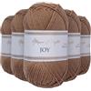 Utopia Crafts JOY DK, 5 gomitoli di filato acrilico da 50 g (250 g), lana per uncinetto e maglia, morbida lana per lavorare a maglia (caramello)