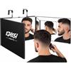 EDIESI, Specchio 360 Gradi Capelli, Specchio Triplo da Barbiere Pieghevole senza LED, Ganci Regolabili in Altezza per Porta, Vedi la Nuca e i Lati, Nero