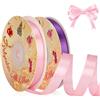 VynyQoo 2 Rotoli da 10mm Largo Nastro Di Raso, Rosa e Viola, 22M Lato Singolo Nastro Regalo, Nastri Per Decorazioni, Per Matrimonio, Compleanno, Decorazione Della Torta