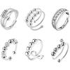 GMEDRIDAS Anello Antistress Donna Spinner,6Pcs Thumb with Bead Argento Regolabili Regali per Mamma Moglie