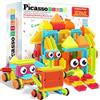 PicassoTiles 116 Pezzi Hedgehog, Blocchi STEM con Personaggi per Bambini 3+ | Forme colorate, incastro multidirezionale, creatività aperta, coordinazione occhio mano, facile unione e separazione autonoma