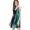 Allegra K Donna Vestito Lustrino Glitterato Brillante Mini Cinturino Regolabile per Festa