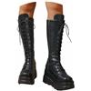 Generic Stivali da Donna Alti Platform Tacco Basso Stivaletti Anfibi con Lacci Motivo Teschio Punk Gotici Cavalieri Boots Moda Autunno Inverno per Festival Concerti Serata Outfit Casual Look Moderno