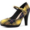 Allegra K Women's Houndstooth Platform Stiletto Heels Mary Jane Pumps