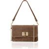 Montte Di Jinne Mini Borsa a Tracolla in Camoscio Premium - Realizzata a mano in Italia, Chiusura Turn-Lock, Elegante Borsa a Tracolla e Pochette Donna