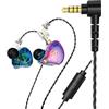 Lustrens Auricolari in-ear cablati, monitor per musicisti, HiFi, bassi potenti, cuffie sportive dinamiche con doppio driver, con cavo in TPE, ideali per musicisti, cantanti e per l'uso sul palco