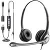 Lustrens Cuffie USB con microfono per PC e laptop, cuffie 3-in-1