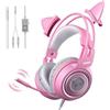 Lustrens Cuffie gaming over-ear con microfono, compatibili con Xbox One, PS5 e PC, con design a "orecchie di gatto" removibili
