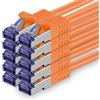 1aTTack.de 10x 0,25m CAT7 Cavo di rete RJ45 10Gbps SFTP PIMF - Arancione | Cavo patch Ethernet, rame, 10 Gb/s, LAN, DSL, switch, modem, router, patch panel, CAT7, CAT6, CAT5
