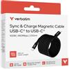 Verbatim Cavo da USB-C a USB-C da 100 W, ricarica rapida, magnetico, PD3.0 | Cavo di ricarica magnetico per iPhone 17/16/15 Pro, Samsung Galaxy S25, MacBook Air, iPad, Pixel 9, robusto