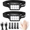 Yoxovo Set 2 Lampade Frontali LED Ricaricabili 2500 Lumen IPX6 Impermeabili | 5 modalità luce, corpo leggero, sensore luminoso integrato, ideale per campeggio, corsa, pesca e attività all'aperto