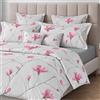Mirabello Lenzuola Matrimoniali in Percalle 100% Cotone Art. Soft Magnolia - Effetto Copriletto con Balza Reversibile (Grigio)