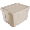Acan Tradineur - Scatola portaoggetti con coperchio, in plastica, contenitore per giocattoli, libri, vestiti, coperte, 25,6 x 42,2 x 35 cm, colore: beige