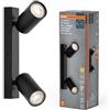 Osram Faretto LED OCTAGON 2 x 3,4 W, GU10, 460 lm, nero, temperatura di colore 2.700 K, luce bianca calda, senza tempo, lampada a LED sostituibile, ideale per interni, CRI 90, teste regolabili